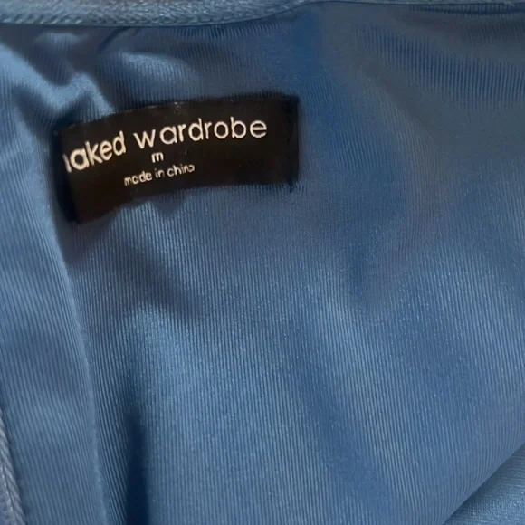 Naked Wardrobe Vibrant Blue denim strapless, one piece fitted romper - Picture 4 of 7